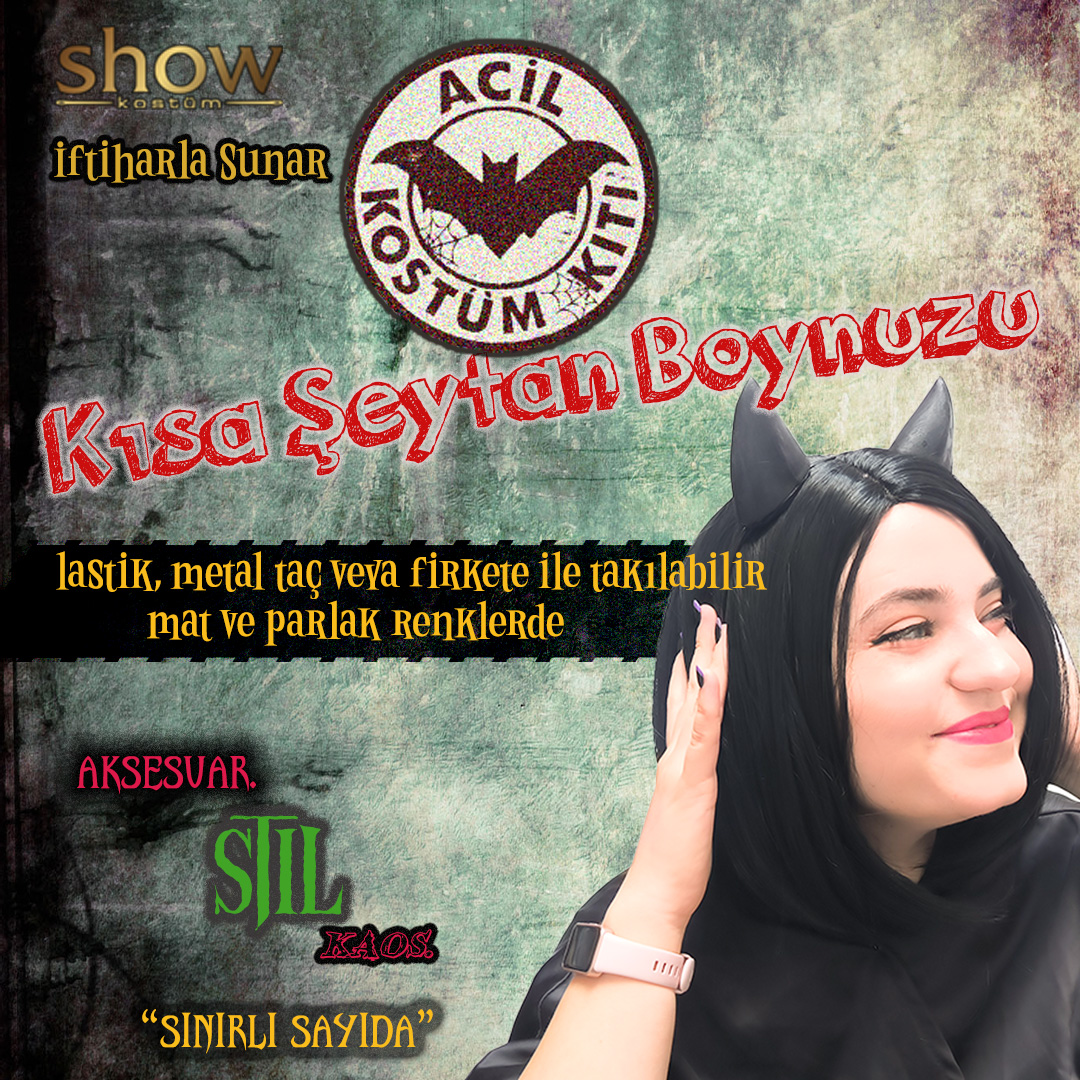 Acil Kostüm Kiti - Kısa Şeytan Boynuzu