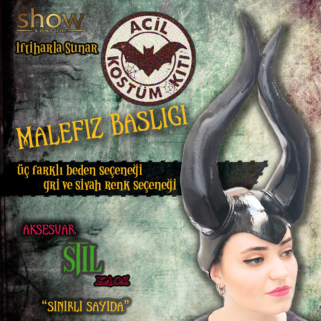 Acil Kostüm Kiti - Malefiz Başlığı - Siyah